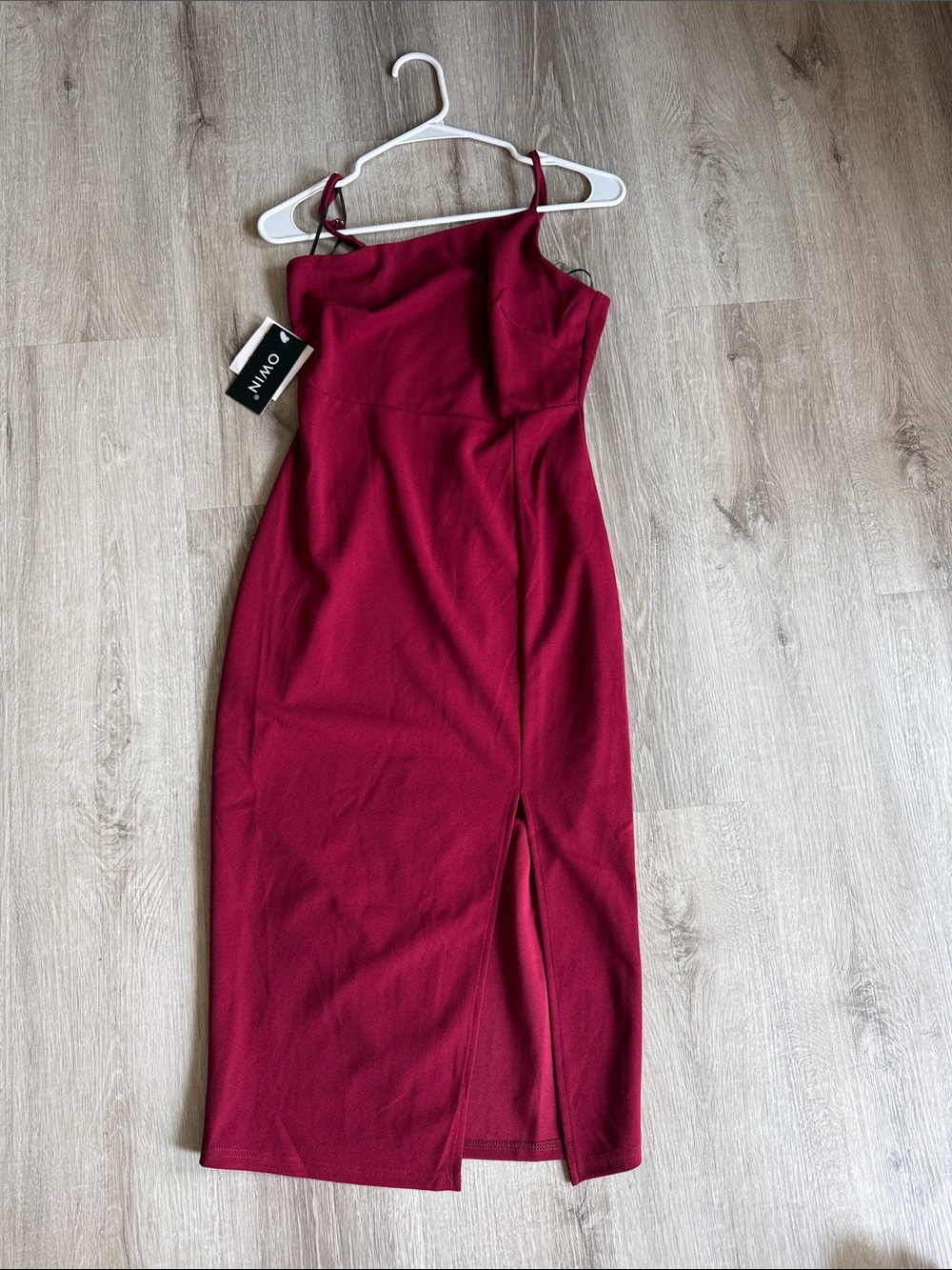 OWIN Women’s Burgundy Spaghetti-Strap Midi Dress
